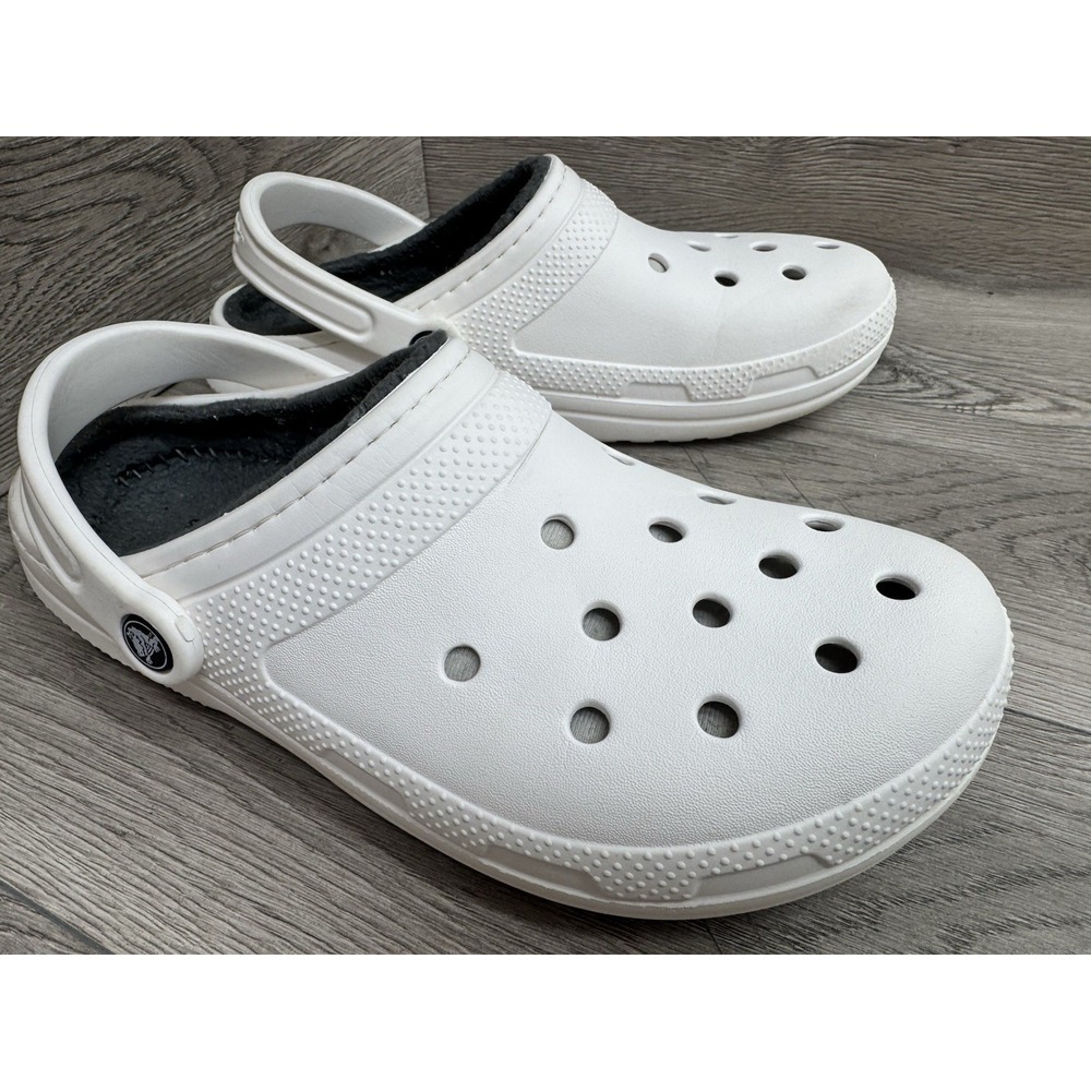 CROCS Classic Lined Clogs Shoes M 7 / W 9 White Fleece Slip On